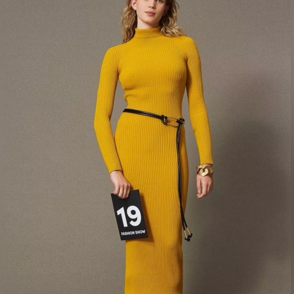 Heart & Hips Ribbed Bodycon Midi Golden Hour Goals - SZ L - Picture 2 of 3